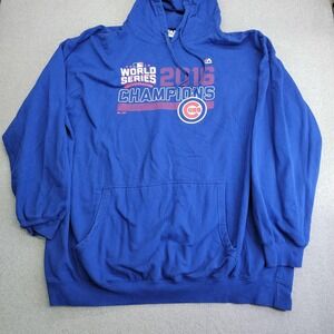 Chicago Cubs Hoodie Mens 4XLT Blue MLB Baseball 2016 World Series Champions